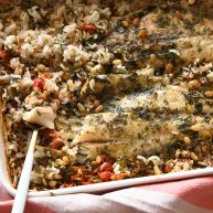 ארוחה בסיר אחד - אורז ירוק ופילה דג בתנור